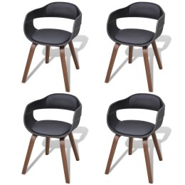  Krzesła stołowe, 4 szt., czarne, gięte drewno i sztuczna skóra Lumarko!
