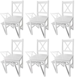  Krzesła stołowe, 6 szt., białe, drewno sosnowe Lumarko!