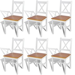  Krzesła stołowe, 6 szt., białe, drewno sosnowe Lumarko!