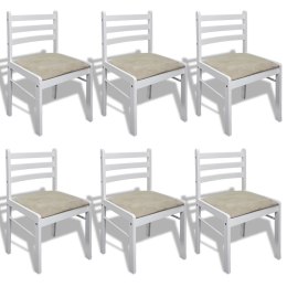 Krzesła stołowe, 6 szt., białe, lite drewno i aksamit Lumarko!