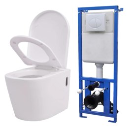 Lumarko Podwieszana toaleta ceramiczna ze spłuczką, biała