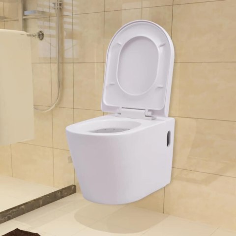  Podwieszana toaleta ceramiczna ze spłuczką, biała Lumarko!