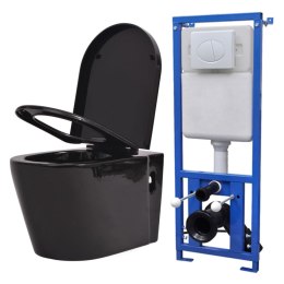 Lumarko Podwieszana toaleta ceramiczna ze spłuczką, czarna