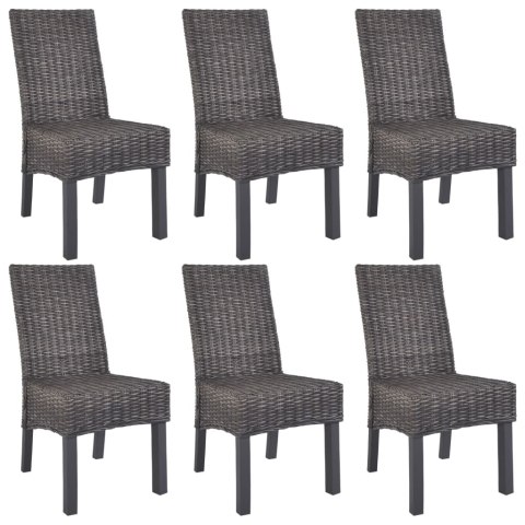  Krzesła stołowe, 6 szt., brązowe, rattan Kubu i drewno mango Lumarko!