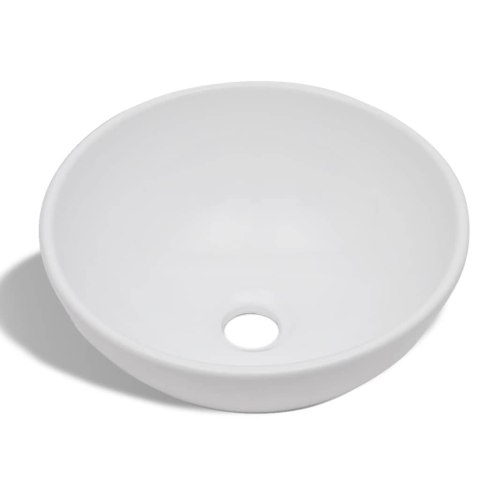  Umywalka z baterią mieszającą, ceramiczna, okrągła, biała Lumarko!