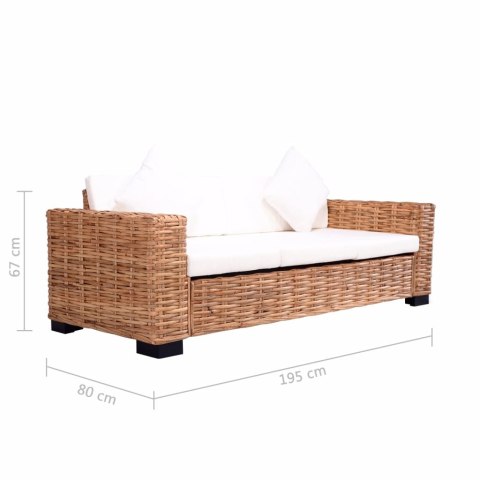  3-osobowa sofa ogrodowa, z naturalnego rattanu Lumarko!