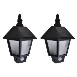 Ścienne lampy solarne, 2 szt., z detektorem ruchu, czarne Lumarko!