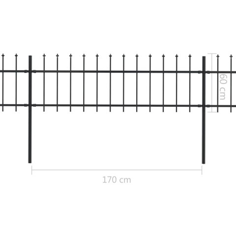  Ogrodzenie z prętów z grotami, stalowe, 15,3 x 0,6 m, czarne Lumarko!