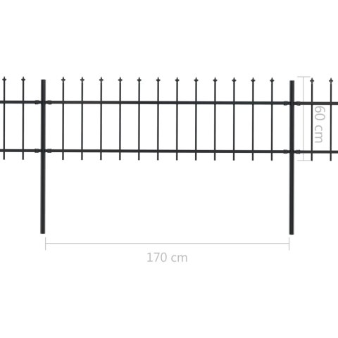  Ogrodzenie z prętów z grotami, stalowe, 3,4 x 0,6 m, czarne Lumarko!