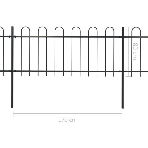  Ogrodzenie z zaokrąglonymi końcami, stalowe, 13,6x0,8 m, czarne Lumarko!