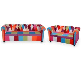  Zestaw 2 sof Chesterfield, obicie materiałowe Lumarko!