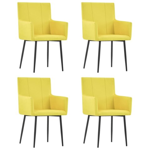  Krzesła stołowe z podłokietnikami, 4 szt., żółte, obite tkaniną Lumarko!