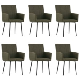 Krzesła stołowe z podłokietnikami, 6 szt., brązowe, tkanina Lumarko!
