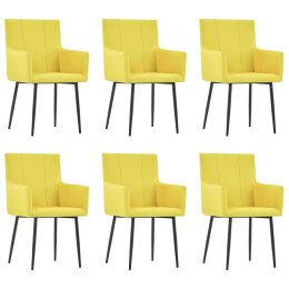  Krzesła stołowe z podłokietnikami, 6 szt., żółte, obite tkaniną Lumarko!