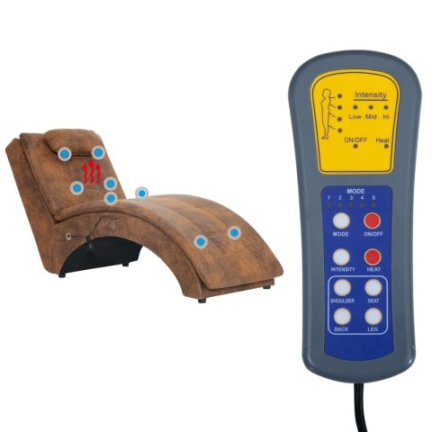  Szezlong masujący z poduszką, brązowy, sztuczna skóra zamszowa Lumarko!