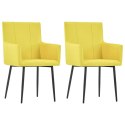  Krzesła stołowe z podłokietnikami, 2 szt., żółte, obite tkaniną Lumarko!