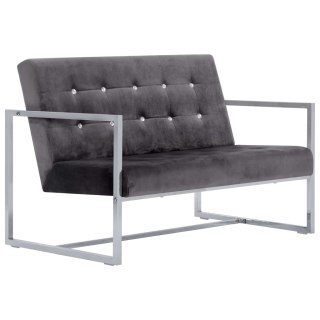  2-osobowa sofa z podłokietnikami, ciemnoszara, chrom i aksamit Lumarko!