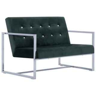  2-osobowa sofa z podłokietnikami, ciemnozielona, chrom, aksamit Lumarko!