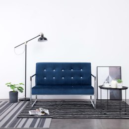  2-osobowa sofa z podłokietnikami, niebieska, chrom i aksamit Lumarko!