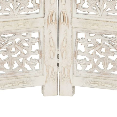  Parawan 4-panelowy, rzeźbiony, biały, 160x165 cm, drewno mango Lumarko!