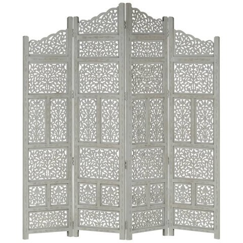  Parawan 4-panelowy, rzeźbiony, szary, 160x165 cm, drewno mango Lumarko!