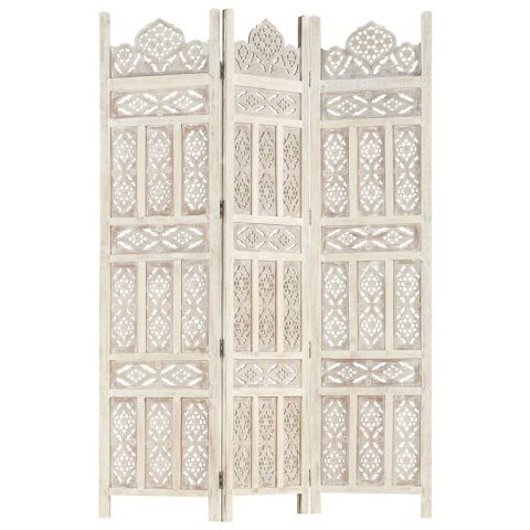  Rzeźbiony parawan 3-panelowy, biały, 120x165 cm, drewno mango Lumarko!