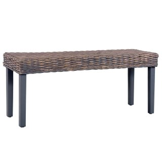  Ławka, 110 cm, szara, rattan kubu i lite drewno mango Lumarko!