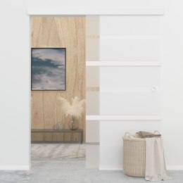  Drzwi przesuwne, szkło ESG i aluminium, 102,5x205 cm, srebrne