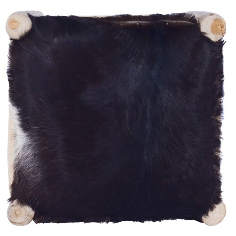  Stołek barowy, naturalne kozia skóra i lite drewno tekowe Lumarko!