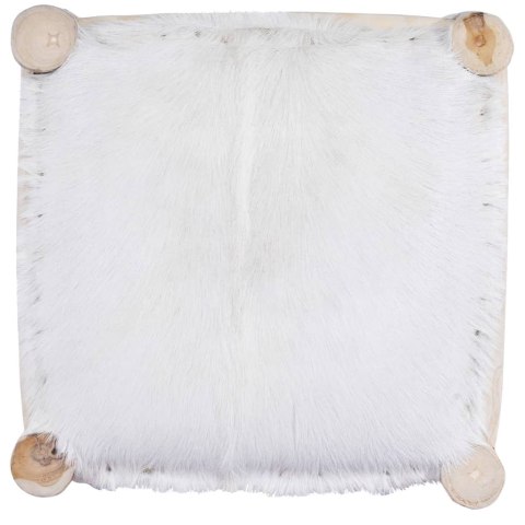  Stołek barowy, naturalne kozia skóra i lite drewno tekowe Lumarko!