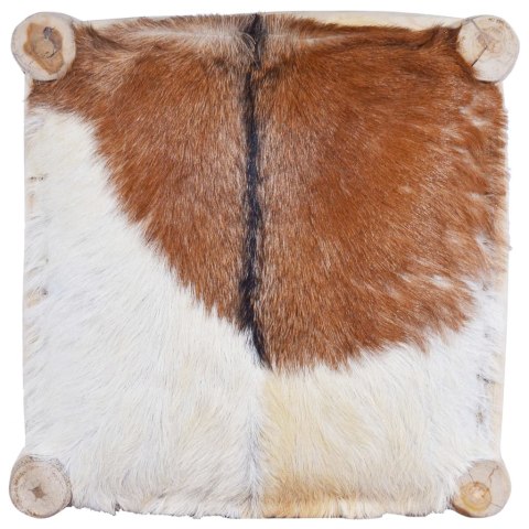  Stołek barowy, naturalne kozia skóra i lite drewno tekowe Lumarko!