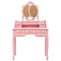  Toaletka z taboretem i składanym, 3 częściowym lustrem, różowa Lumarko!
