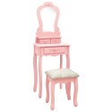  Toaletka ze stołkiem, różowa, 50x59x136 cm, drewno paulowni Lumarko!