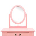  Toaletka ze stołkiem, różowa, 65x36x128 cm, drewno paulowni MDF Lumarko!