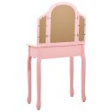  Toaletka ze stołkiem, różowa, 65x36x128cm, drewno paulowni, MDF Lumarko!