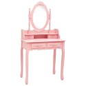  Toaletka ze stołkiem, różowa, 75x69x140 cm, drewno paulowni Lumarko!