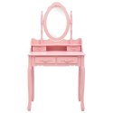  Toaletka ze stołkiem, różowa, 75x69x140 cm, drewno paulowni Lumarko!