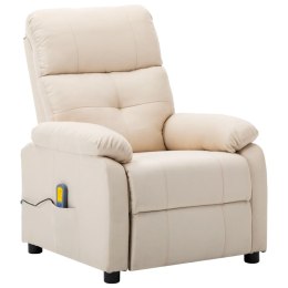 Lumarko Rozkładany fotel masujący, kremowy, obity tkaniną