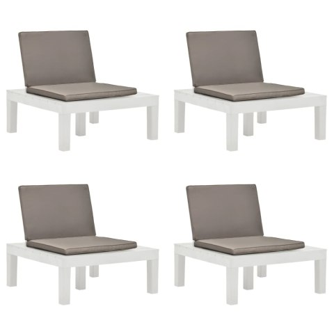  Krzesła ogrodowe z poduszkami, 4 szt., plastik, białe Lumarko!