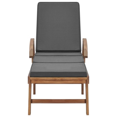  Leżaki z poduszkami, 2 szt., lite drewno tekowe, ciemnoszare Lumarko!