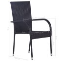  Sztaplowane krzesła ogrodowe, 4 szt., polirattan, czarne Lumarko!