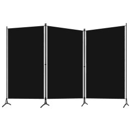  Parawan 3-panelowy, czarny, 260 x 180 cm