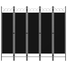  Parawan 5-panelowy, czarny, 200 x 180 cm
