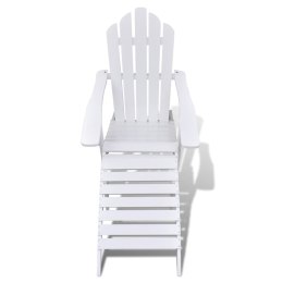  Krzesło ogrodowe z podnóżkiem, drewniane, białe Lumarko!