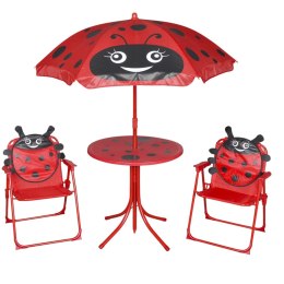 3-cz. dziecięcy zestaw mebli do ogrodu, z parasolem, czerwony Lumarko!