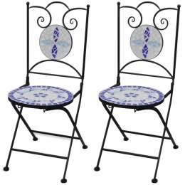  Składane krzesła bistro, 2 szt., ceramiczne, niebiesko-białe Lumarko!