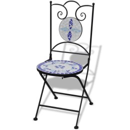  Składane krzesła bistro, 2 szt., ceramiczne, niebiesko-białe Lumarko!