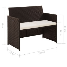 Lumarko 2-osobowa sofa ogrodowa z poduszkami, polirattan, brązowa