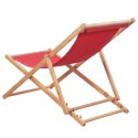  Składany leżak plażowy, tkanina i drewniana rama, czerwony Lumarko!