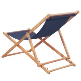  Składany leżak plażowy, tkanina i drewniana rama, niebieski Lumarko!